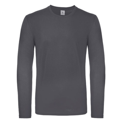 B&amp;C Pánské tričko s dlouhým rukávem TU05T Dark Grey (Solid) B&C