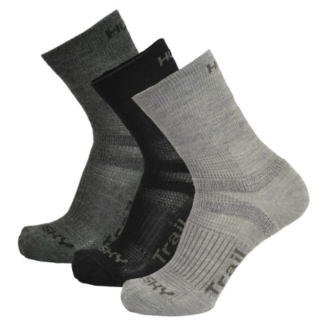 Ponožky HUSKY Trail 3 pack černá/antracit/sv.šedá