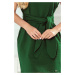Zelené šaty s krátkým rukávem a širokým páskem na zavazování