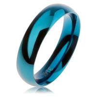 Modrý ocelový prsten, hladký zaoblený povrch, vysoký lesk, 5 mm