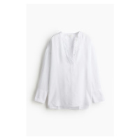H & M - Lněná košile přes hlavu - bílá