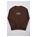 Trendyol Dark Brown Oversize/Wide Cut Embroidered Sweatshirt with Fleece Inside