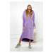 Zateplené šaty s kapucí fialové