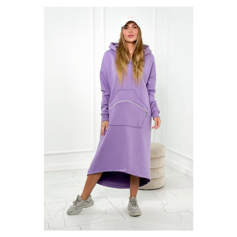 Zateplené šaty s kapucí fialové Kesi