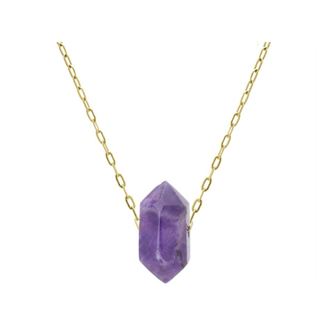 Manoki Ocelový náhrdelník Enrica, amulet ametyst, chirurgická ocel WA620F Zlatá 45 cm + 5 cm (pr