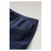 Kalhoty woolrich cotton linen pant modrá