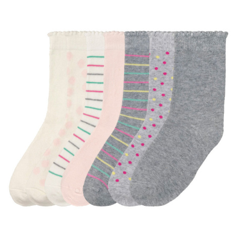 pepperts!® Dívčí ponožky s BIO bavlnou, 7 párů (bílá/růžová/šedá)