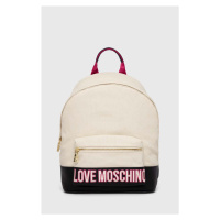 Batoh Love Moschino dámský, béžová barva, velký, s aplikací