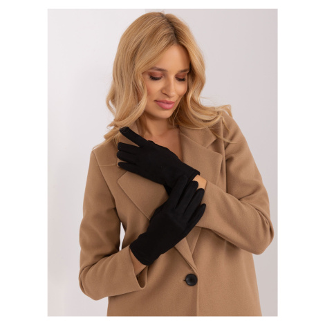 Černé hladké zimní rukavice Fashionhunters
