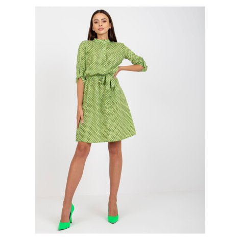 Zelené vzorované košilové šaty --green Zelená BASIC
