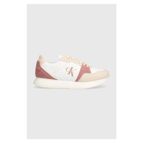Sneakers boty Calvin Klein Jeans RUNNER LOW LACE MIX ML BTW růžová barva, YW0YW01436