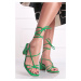 Zelené šněrovací sandály Darlie
