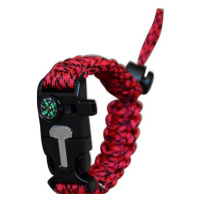 KPZ Outdoor Náramek přežití Paracord 5v1, nastavitelný, červený