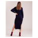 A navy blue knitted dress with braids