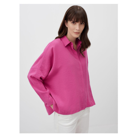 Jimmy Key Pink Loose Fit Low Sleeve Long Back Woven Shirt