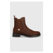 Semišové kotníkové boty Tommy Hilfiger Th Coin Flat Boot dámské, hnědá barva, na plochém podpatk