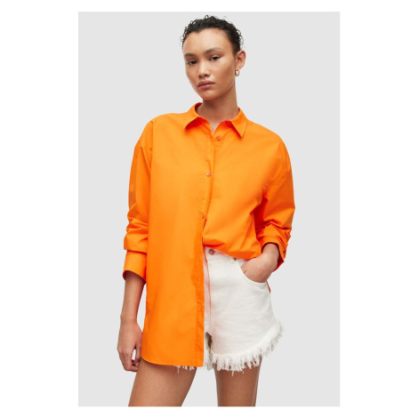 Košile AllSaints Sasha oranžová barva, relaxed, s klasickým límcem