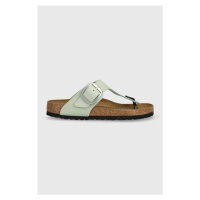 Semišové žabky Birkenstock Gizeh Big Buckle dámské, zelená barva, na plochém podpatku, 1024046