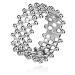 Stříbrný prsten 925 - motiv mřížky, hladké korálky, 9 mm