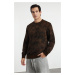 Trendyol Brown Regular Crew Neck Polka Dot Knitwear Sweater