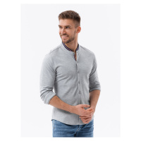 Ombre Men's SLIM FIT shirt in decorative fabric - blue