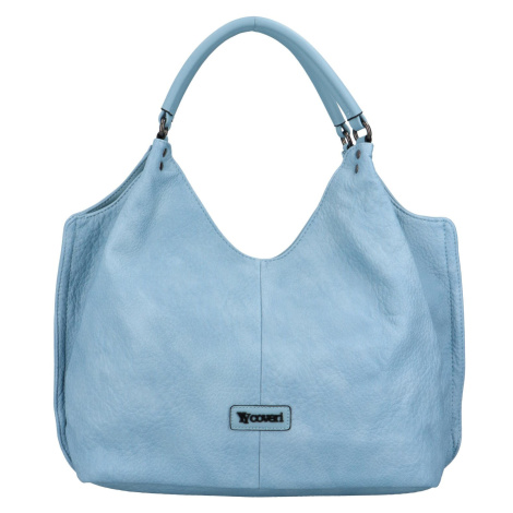 Trendová koženková kabelka přes rameno Fola, světle modrá Coveri