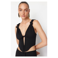 Trendyol X Zeynep Tosun Black Knitted Lacing Detailed Underwire Bustier