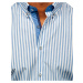 Tmavě modrá pánská pruhovaná košile s dlouhým rukávem Bolf 20704