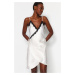 Trendyol Ecru Laced Tie Detailed Rope Strap Satin Woven Nightgown