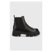 Kožené kotníkové boty Steve Madden Mixture dámské, černá barva, na plochém podpatku