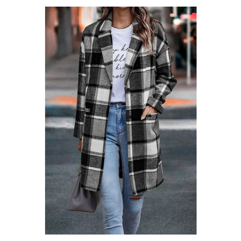 Dámský károvaný kabát – dlouhý, měkký flanel