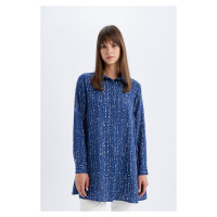 DEFACTO Regular Fit Patterned Viscose Basic Long Sleeve Shirt Tunic