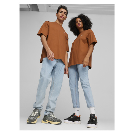 Hnědé unisex oversize tričko Puma Better Classics Oversized Tee - Dámské