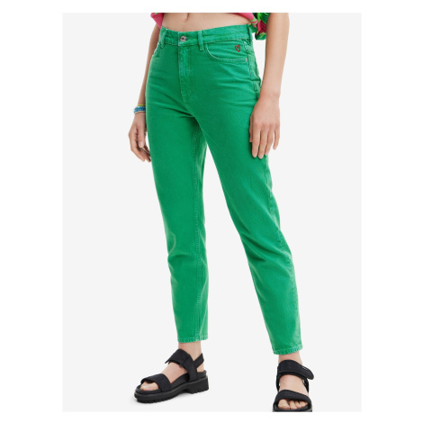 Zelené dámské straight fit džíny Desigual Navel - Dámské
