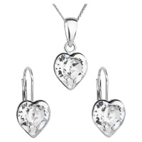 Evolution Group Sada šperků s krystaly Swarovski náušnice, řetízek a přívěsek bílé srdce 39141.1