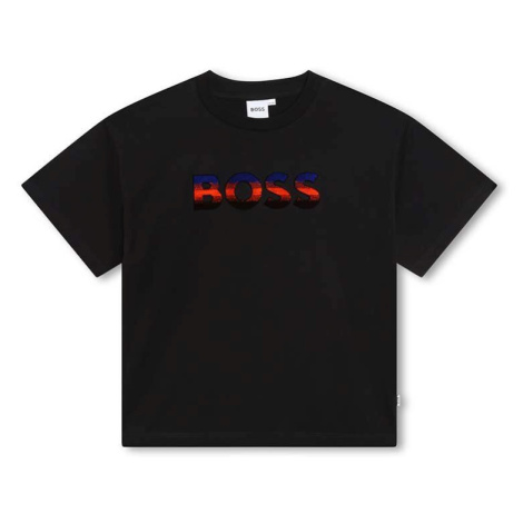 Dětské bavlněné tričko BOSS černá barva, s potiskem Hugo Boss