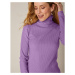 Blancheporte Žebrovaný pulovr s rolákem lila