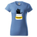 DOBRÝ TRIKO Dámské tričko s potiskem s kočkou ANTIDEPRESIVA Barva: Denim