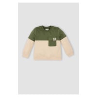 DEFACTO Baby Boy Crew Neck Color Block Soft Furry Sweatshirt