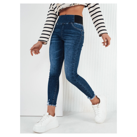 Tmavě modré džínové kalhoty s gumou v pase LERATE Denim vzor BASIC