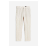H & M - Lněné společenské kalhoty Slim Fit - bílá