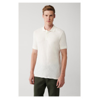 Avva Men's White 100% Cotton 3 Button Polo Neck Ribbed Regular Fit T-shirt