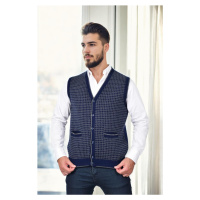 37376 Dewberry Houndstooth Patterned Mens Knit Vest-NAVY