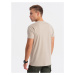 Ombre Clothing Béžové tričko se zajímavým potiskem V1 TSPT-0167