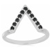 Prsten stříbrný s broušenými černými onyxy Ag 925 034710 ONY - 59 mm 2,6 g