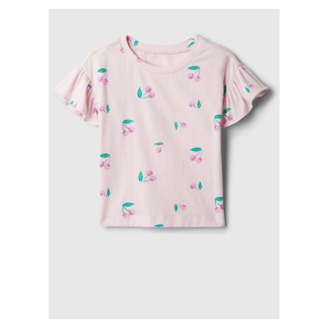 Růžové holčičí vzorované tričko s volánky GAP