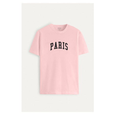 Tričko, Barva Růžová, s Potiskem Paris Letters Hedrix