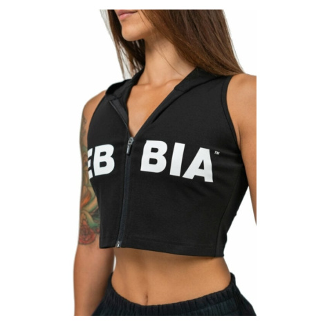 Nebbia Sleeveless Zip-Up Hoodie Muscle Mommy Black Fitness mikina