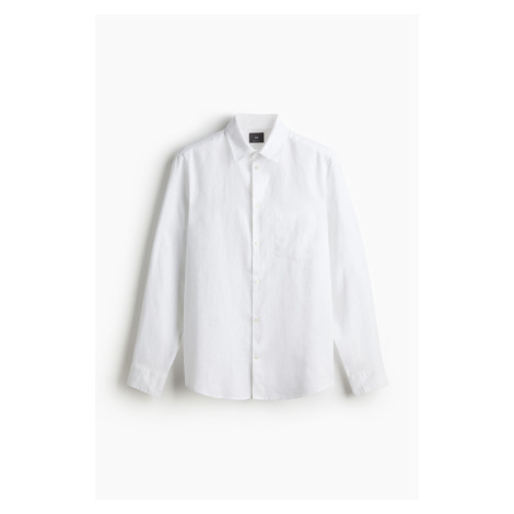H & M - Lněná košile Regular Fit - bílá H&M