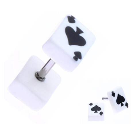 Fake plug z akrylu s hrací kartou - symbol piky Šperky eshop